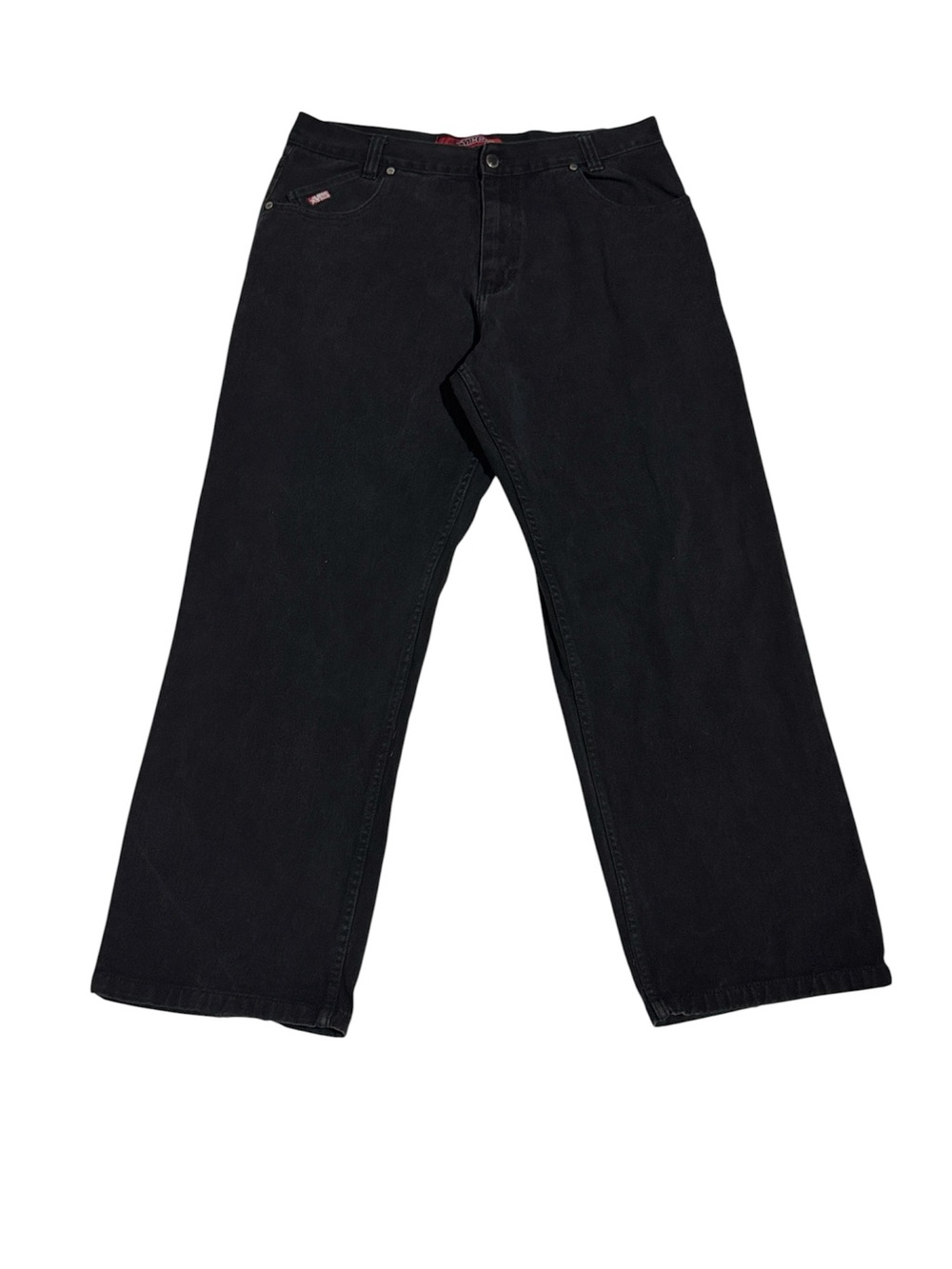 Vtg Y2K Mecca Mens Baggy Black Denim Jeans Straight Leg Skate Size 36/32